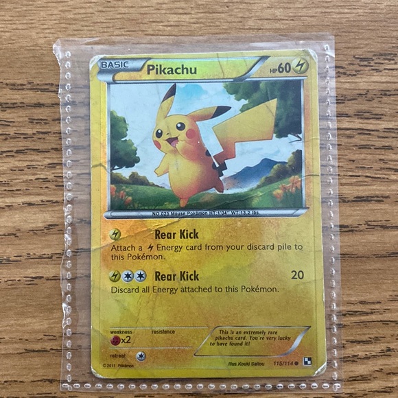Pikachu Holo card very well played and loved. Has many crinkles and lines in it. - Picture 1 of 5
